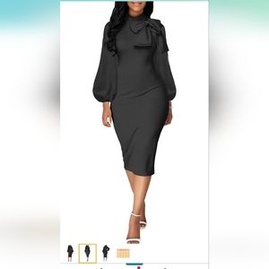 Black dress with big bow.